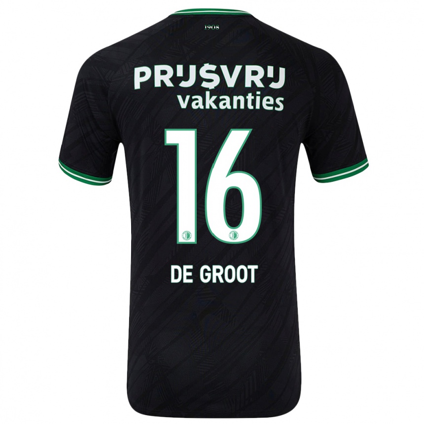 Férfi Labdarúgás Jasmijn De Groot #16 Fekete Zöld Idegenbeli Jersey 2024/25 Mez Póló Ing