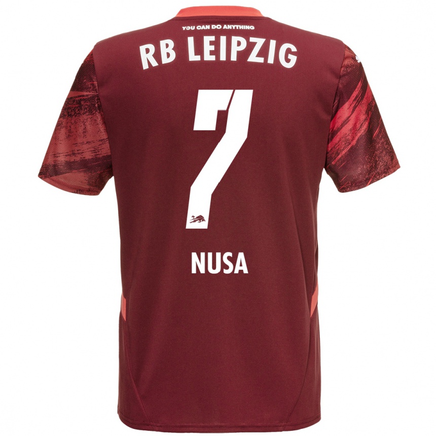 Férfi Labdarúgás Antonio Nusa #7 Burgundia Idegenbeli Jersey 2024/25 Mez Póló Ing