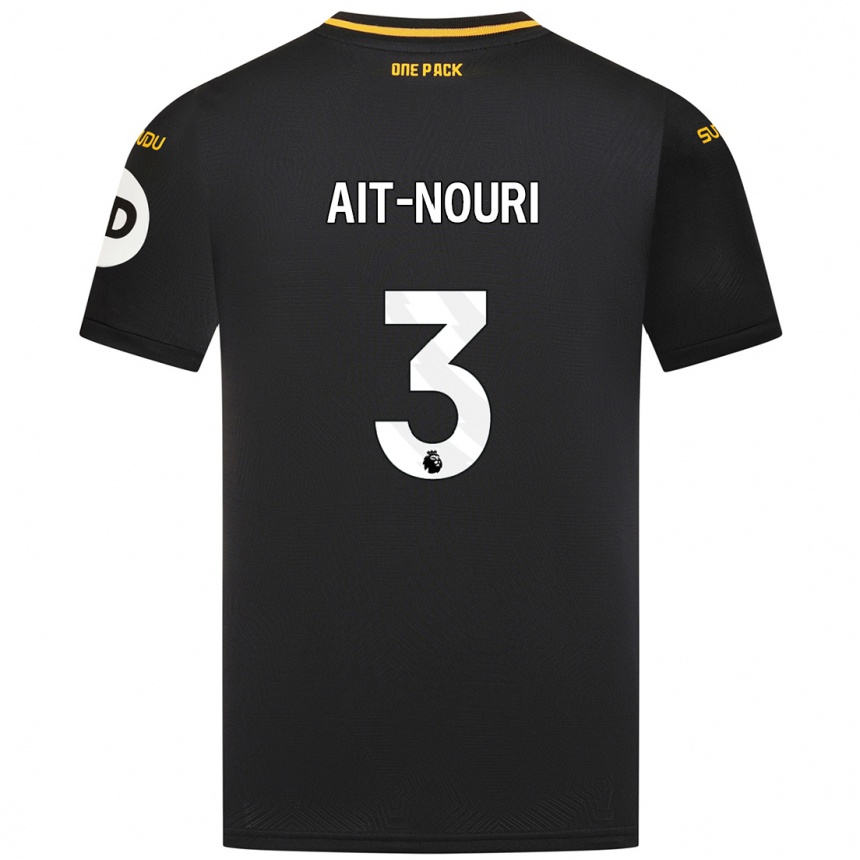 Férfi Labdarúgás Rayan Aït-Nouri #3 Fekete Idegenbeli Jersey 2024/25 Mez Póló Ing