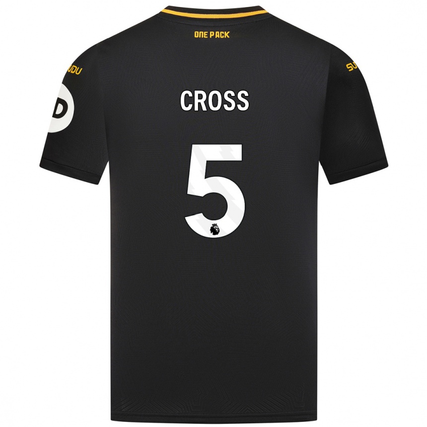 Férfi Labdarúgás Emma Cross #5 Fekete Idegenbeli Jersey 2024/25 Mez Póló Ing