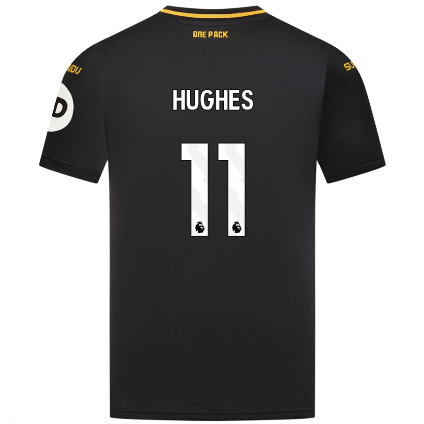 Férfi Labdarúgás Amber Hughes #11 Fekete Idegenbeli Jersey 2024/25 Mez Póló Ing