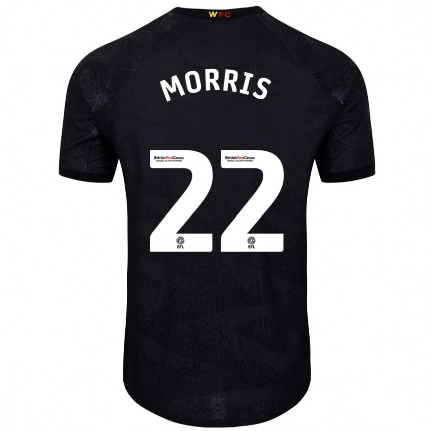 Férfi Labdarúgás James Morris #22 Fekete Fehér Idegenbeli Jersey 2024/25 Mez Póló Ing