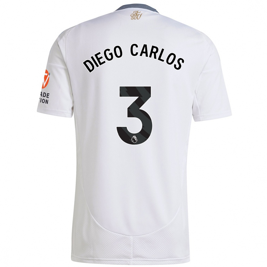 Férfi Labdarúgás Diego Carlos #3 Fehér Idegenbeli Jersey 2024/25 Mez Póló Ing