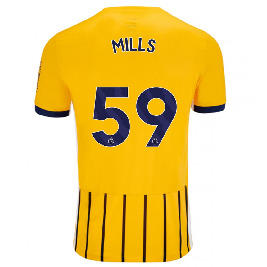 Férfi Labdarúgás Harry Mills #59 Arany Kék Csíkos Idegenbeli Jersey 2024/25 Mez Póló Ing