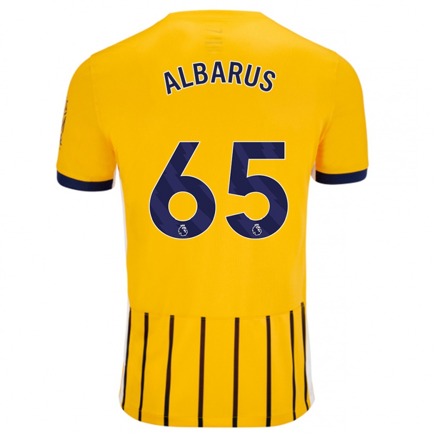 Férfi Labdarúgás Zane Albarus #65 Arany Kék Csíkos Idegenbeli Jersey 2024/25 Mez Póló Ing