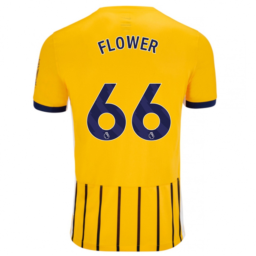 Férfi Labdarúgás Louis Flower #66 Arany Kék Csíkos Idegenbeli Jersey 2024/25 Mez Póló Ing