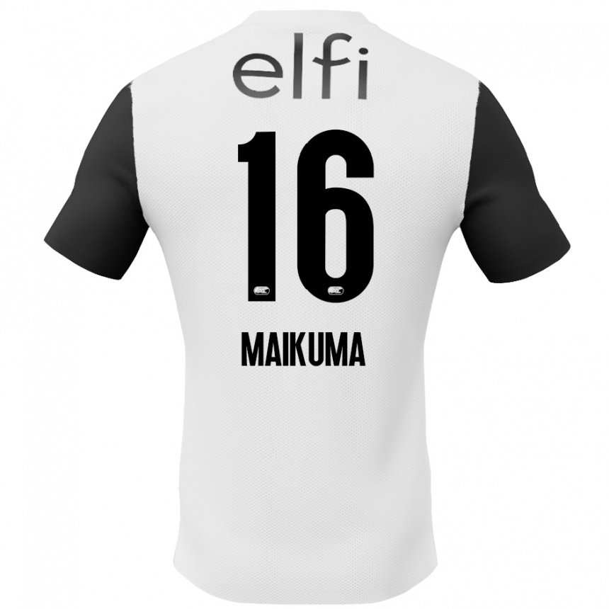 Férfi Labdarúgás Seiya Maikuma #16 Fehér Fekete Idegenbeli Jersey 2024/25 Mez Póló Ing