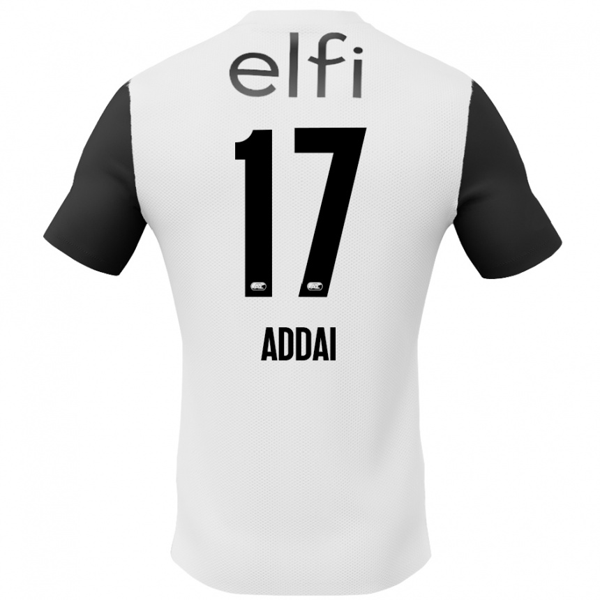 Férfi Labdarúgás Jayden Addai #17 Fehér Fekete Idegenbeli Jersey 2024/25 Mez Póló Ing