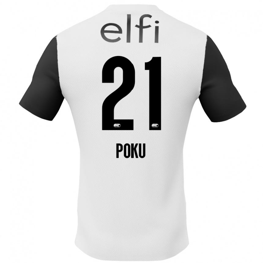 Férfi Labdarúgás Ernest Poku #21 Fehér Fekete Idegenbeli Jersey 2024/25 Mez Póló Ing