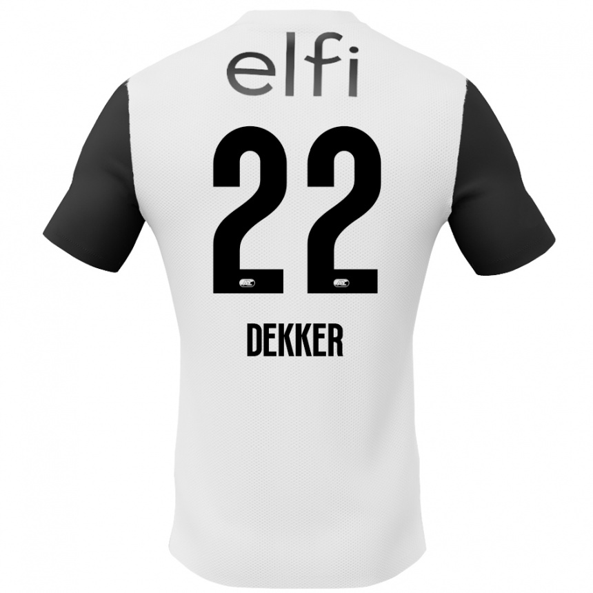 Férfi Labdarúgás Maxim Dekker #22 Fehér Fekete Idegenbeli Jersey 2024/25 Mez Póló Ing