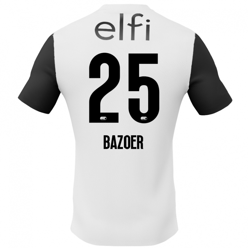 Férfi Labdarúgás Riechedly Bazoer #25 Fehér Fekete Idegenbeli Jersey 2024/25 Mez Póló Ing