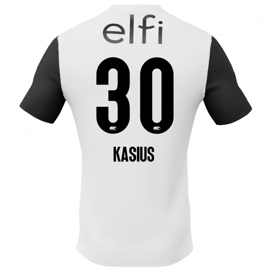 Férfi Labdarúgás Denso Kasius #30 Fehér Fekete Idegenbeli Jersey 2024/25 Mez Póló Ing