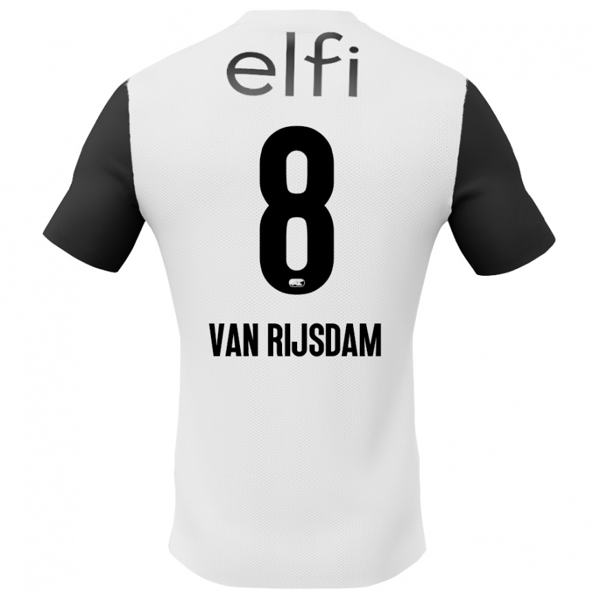 Férfi Labdarúgás Julian Van Rijsdam #8 Fehér Fekete Idegenbeli Jersey 2024/25 Mez Póló Ing