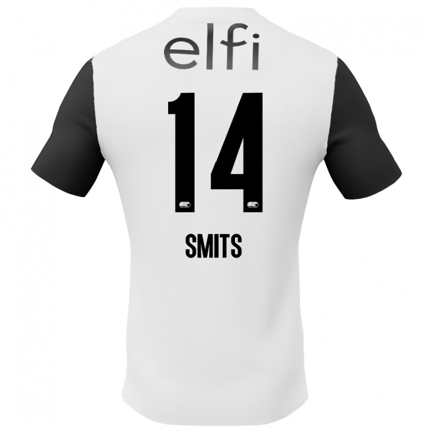 Férfi Labdarúgás Anthony Smits #14 Fehér Fekete Idegenbeli Jersey 2024/25 Mez Póló Ing