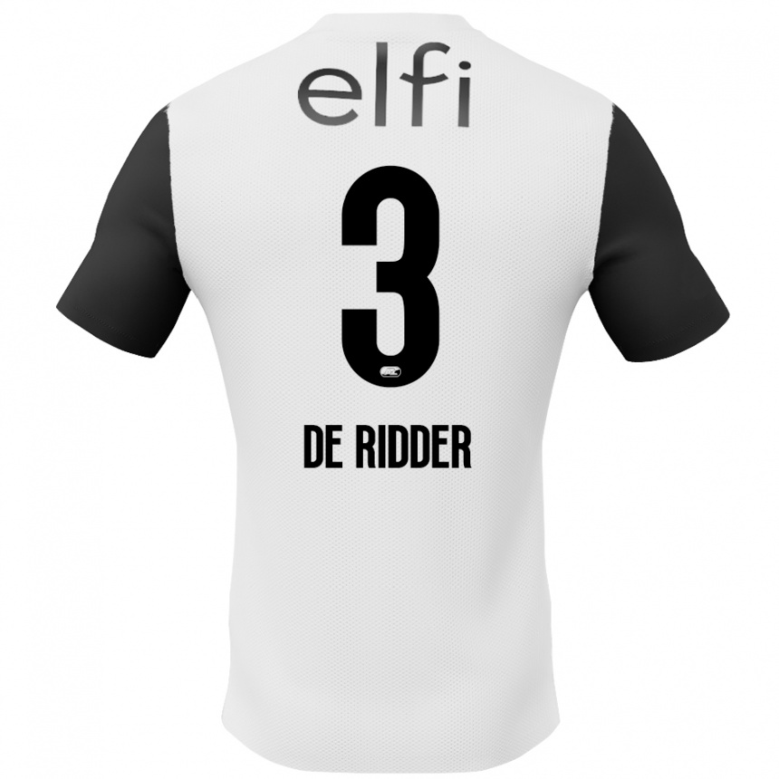 Férfi Labdarúgás Djoeke De Ridder #3 Fehér Fekete Idegenbeli Jersey 2024/25 Mez Póló Ing