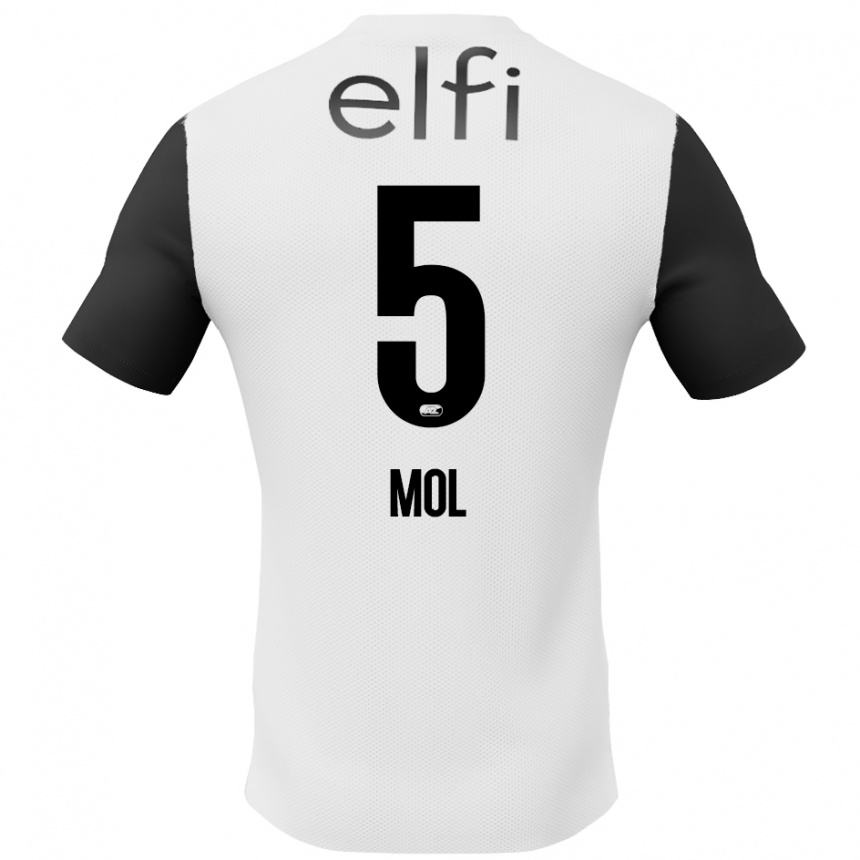 Férfi Labdarúgás Camie Mol #5 Fehér Fekete Idegenbeli Jersey 2024/25 Mez Póló Ing