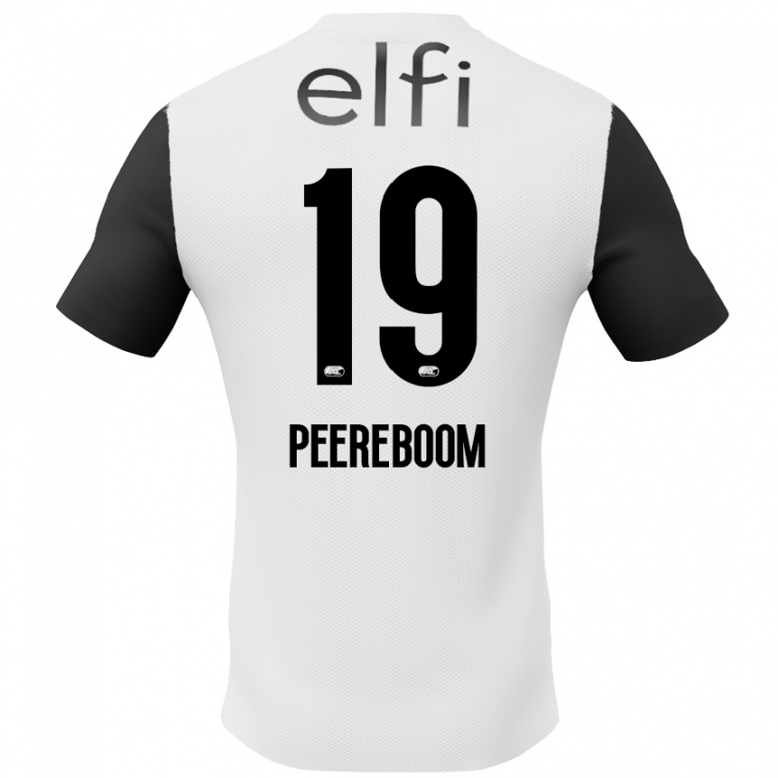 Férfi Labdarúgás Sanne Peereboom #19 Fehér Fekete Idegenbeli Jersey 2024/25 Mez Póló Ing