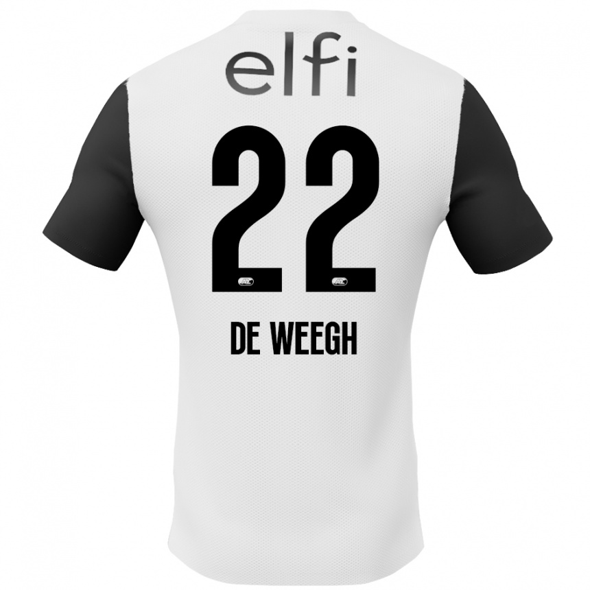 Férfi Labdarúgás Bo Op De Weegh #22 Fehér Fekete Idegenbeli Jersey 2024/25 Mez Póló Ing