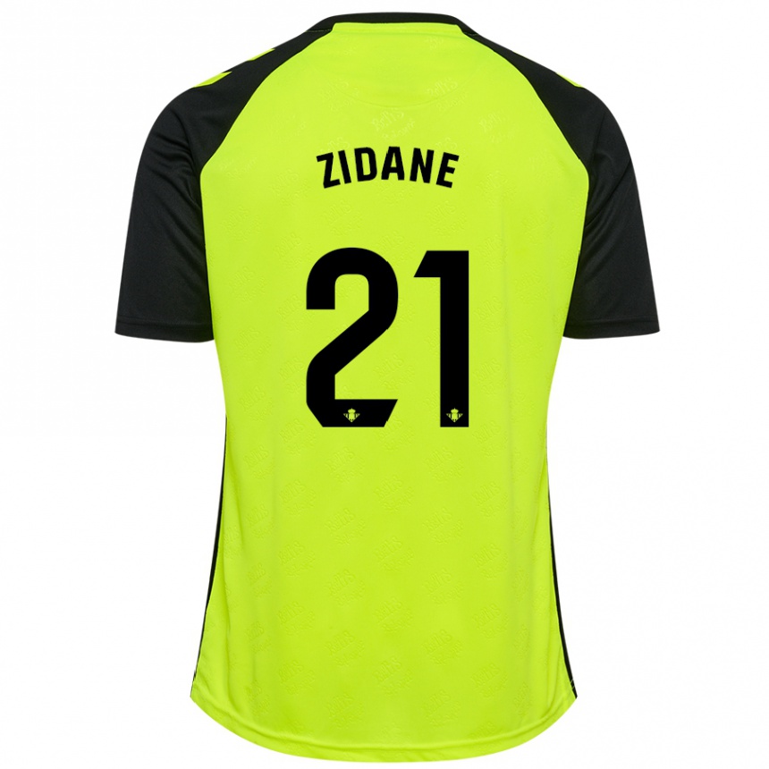 Férfi Labdarúgás Elyaz Zidane #21 Fluoreszkáló Sárga Fekete Idegenbeli Jersey 2024/25 Mez Póló Ing