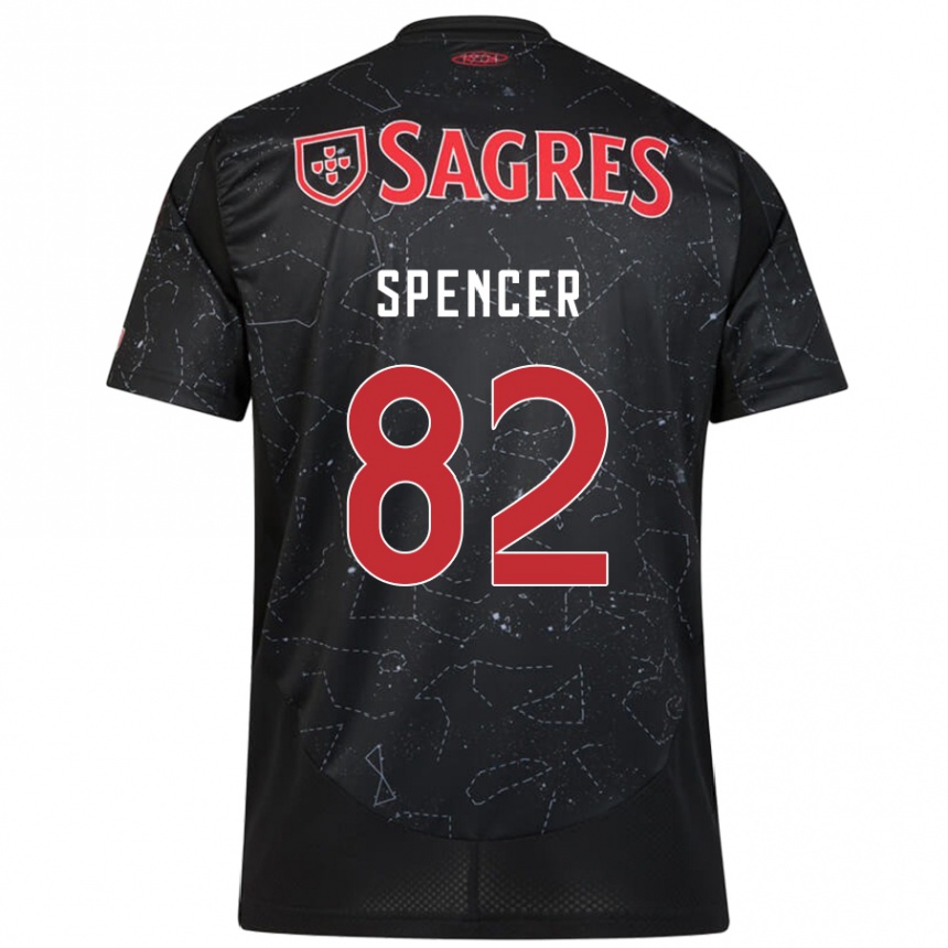 Férfi Labdarúgás Diogo Spencer #82 Fekete Piros Idegenbeli Jersey 2024/25 Mez Póló Ing