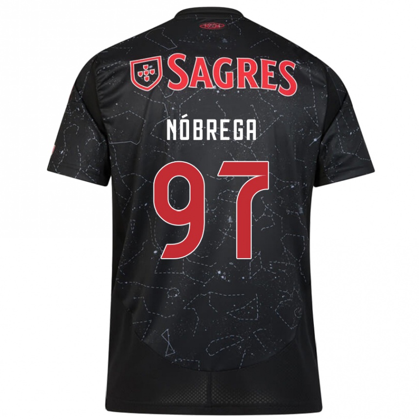 Férfi Labdarúgás Ricardo Nóbrega #97 Fekete Piros Idegenbeli Jersey 2024/25 Mez Póló Ing