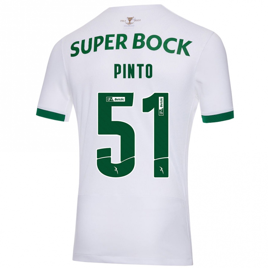 Férfi Labdarúgás Diogo Pinto #51 Fehér Zöld Idegenbeli Jersey 2024/25 Mez Póló Ing