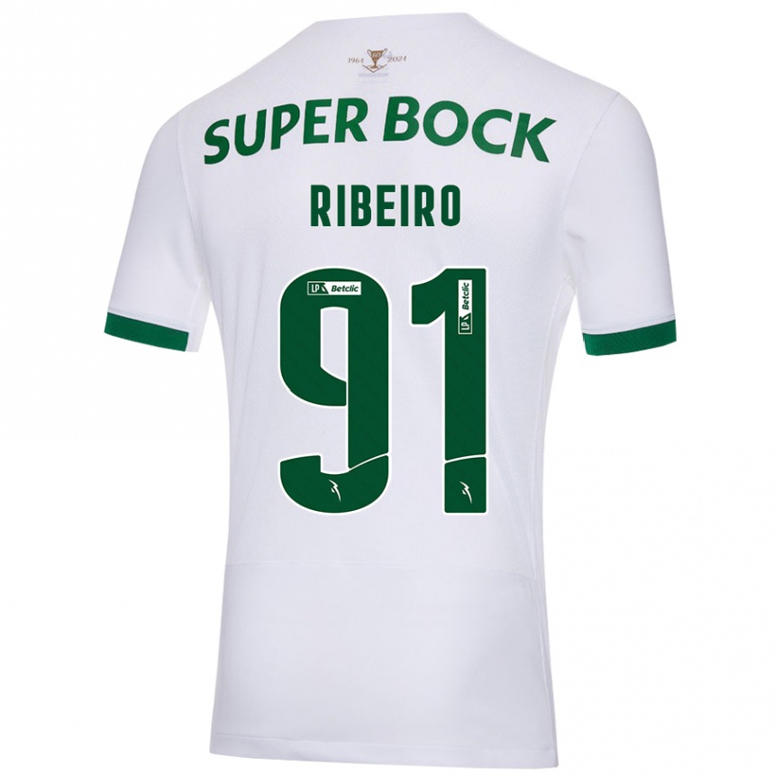 Férfi Labdarúgás Rodrigo Ribeiro #91 Fehér Zöld Idegenbeli Jersey 2024/25 Mez Póló Ing