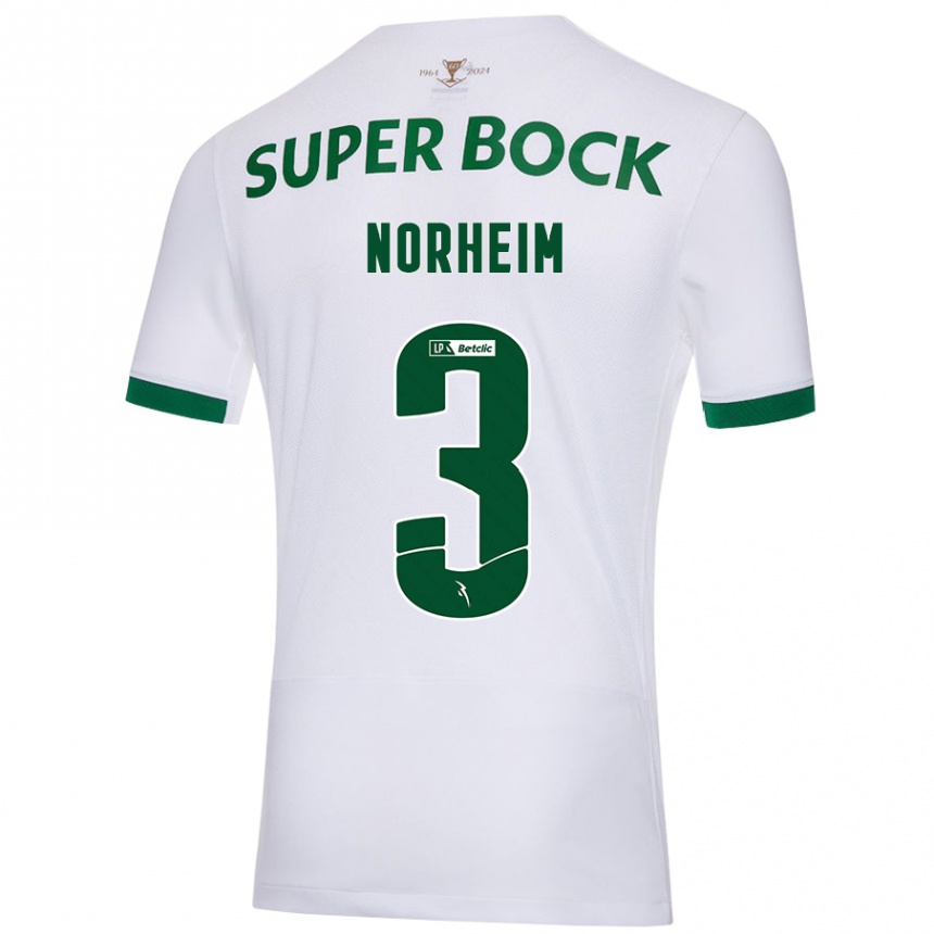 Férfi Labdarúgás Andrea Norheim #3 Fehér Zöld Idegenbeli Jersey 2024/25 Mez Póló Ing