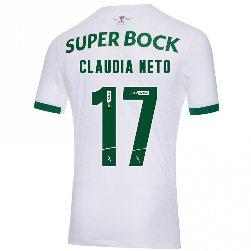 Férfi Labdarúgás Cláudia Teresa Pires Neto #17 Fehér Zöld Idegenbeli Jersey 2024/25 Mez Póló Ing