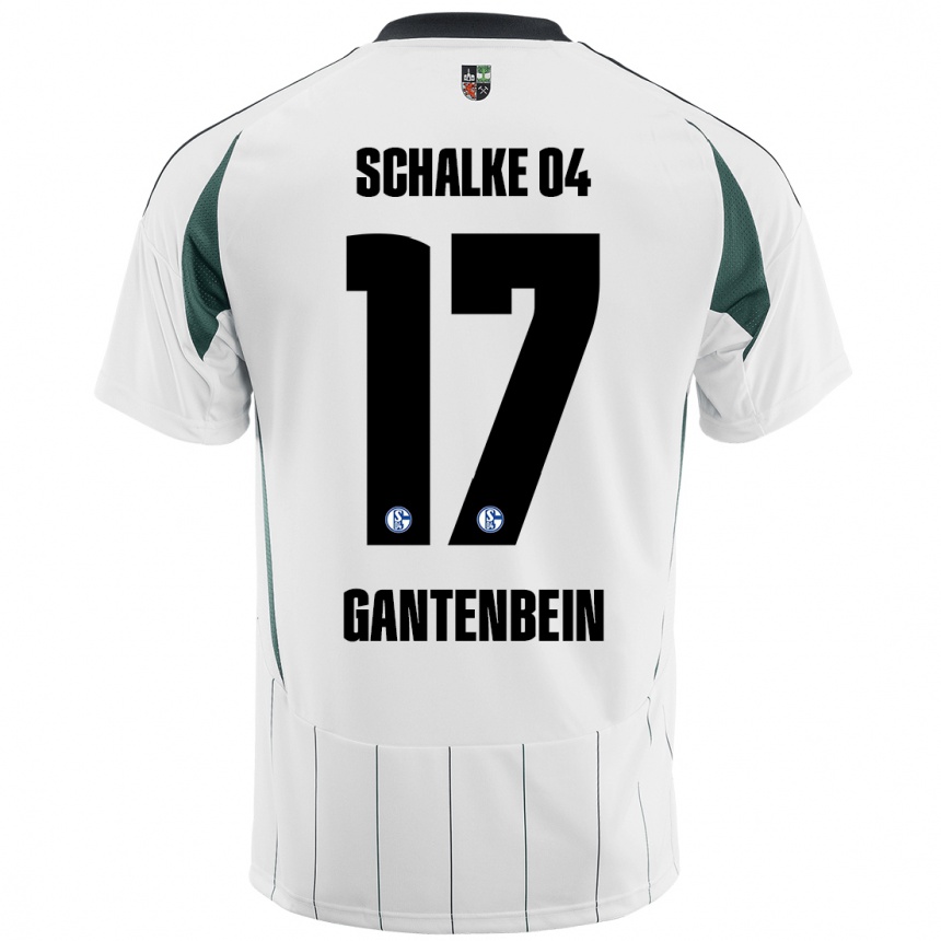 Férfi Labdarúgás Adrian Gantenbein #17 Fehér Zöld Idegenbeli Jersey 2024/25 Mez Póló Ing