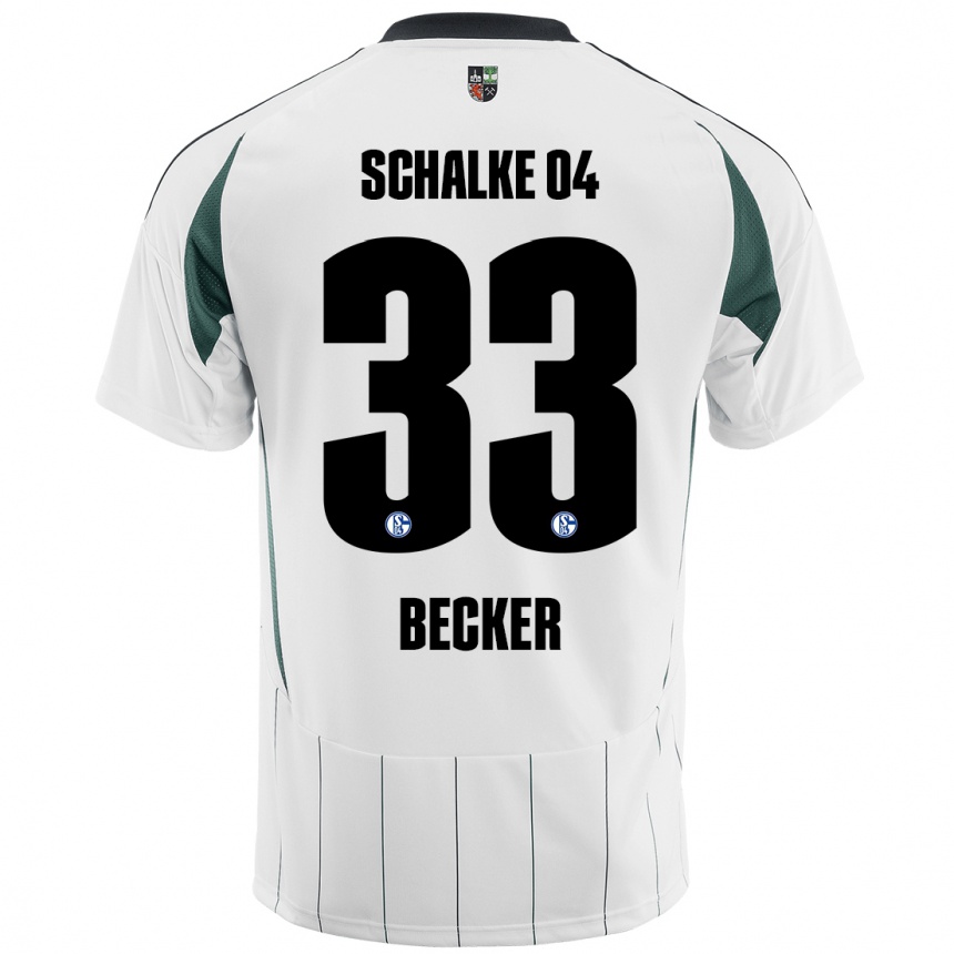 Férfi Labdarúgás Vitalie Becker #33 Fehér Zöld Idegenbeli Jersey 2024/25 Mez Póló Ing