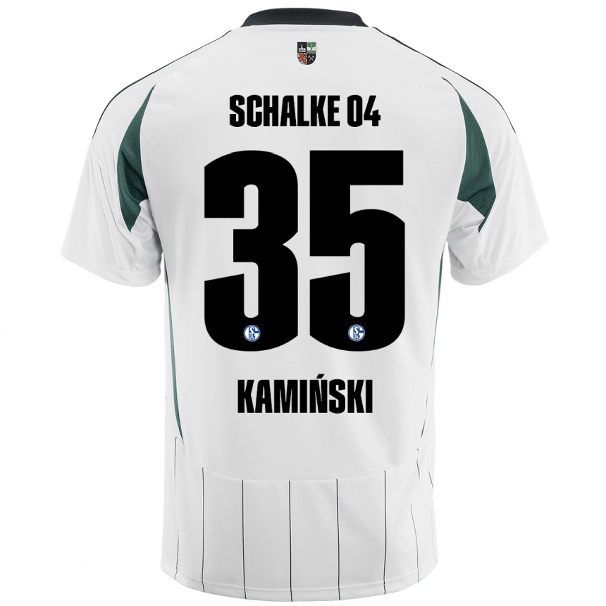 Férfi Labdarúgás Marcin Kaminski #35 Fehér Zöld Idegenbeli Jersey 2024/25 Mez Póló Ing