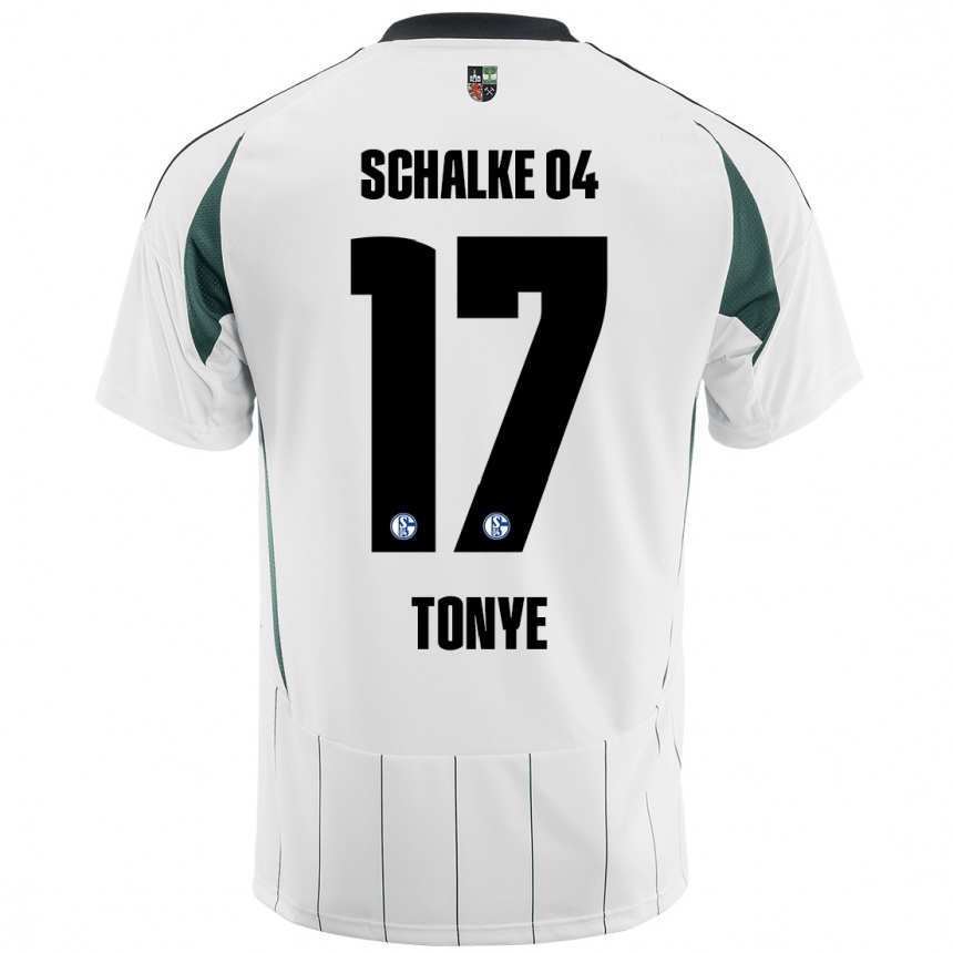 Férfi Labdarúgás Yannick Tonye #17 Fehér Zöld Idegenbeli Jersey 2024/25 Mez Póló Ing