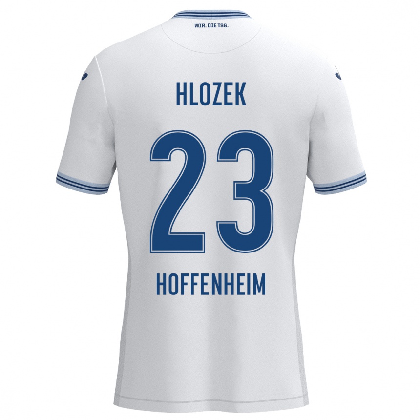 Férfi Labdarúgás Adam Hlozek #23 Fehér Kék Idegenbeli Jersey 2024/25 Mez Póló Ing