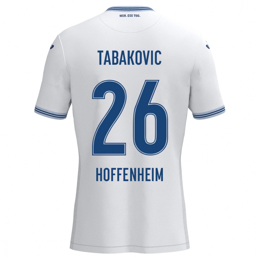 Férfi Labdarúgás Haris Tabakovic #26 Fehér Kék Idegenbeli Jersey 2024/25 Mez Póló Ing