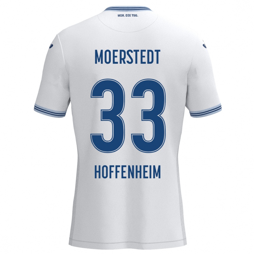 Férfi Labdarúgás Max Moerstedt #33 Fehér Kék Idegenbeli Jersey 2024/25 Mez Póló Ing