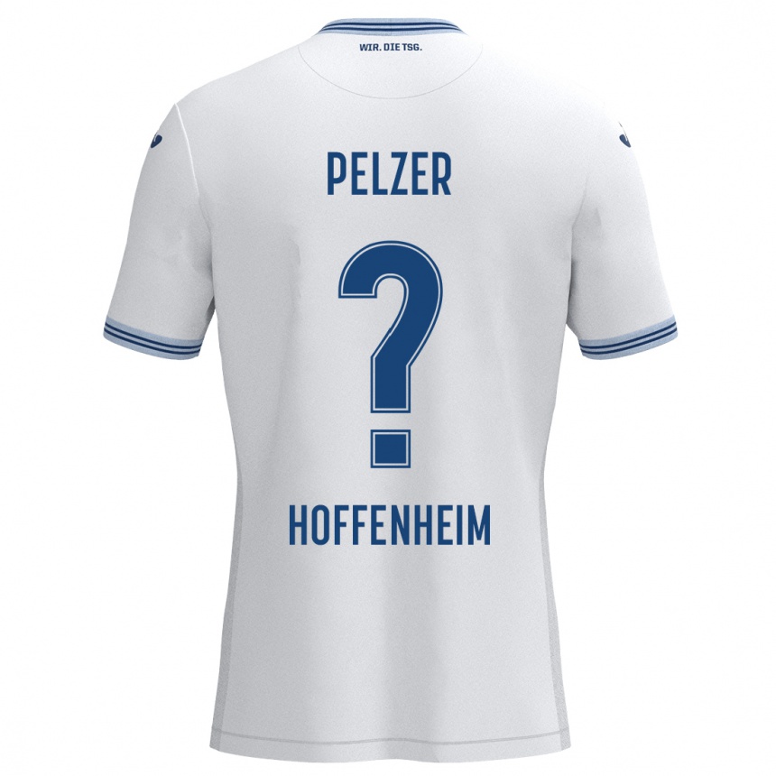 Férfi Labdarúgás Gianluca Pelzer #0 Fehér Kék Idegenbeli Jersey 2024/25 Mez Póló Ing