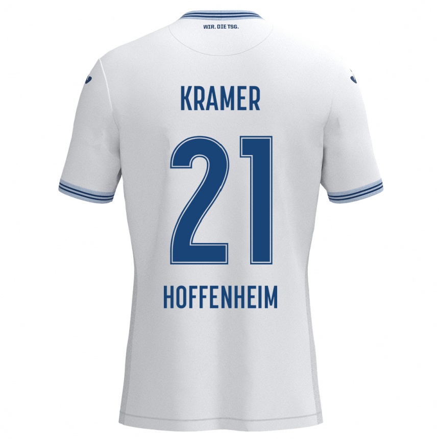 Férfi Labdarúgás Emil Kramer #21 Fehér Kék Idegenbeli Jersey 2024/25 Mez Póló Ing