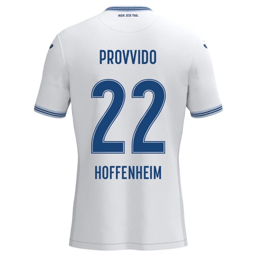 Férfi Labdarúgás Luca Provvido #22 Fehér Kék Idegenbeli Jersey 2024/25 Mez Póló Ing