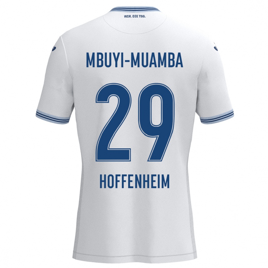 Férfi Labdarúgás Hubert Mbuyi-Muamba #29 Fehér Kék Idegenbeli Jersey 2024/25 Mez Póló Ing