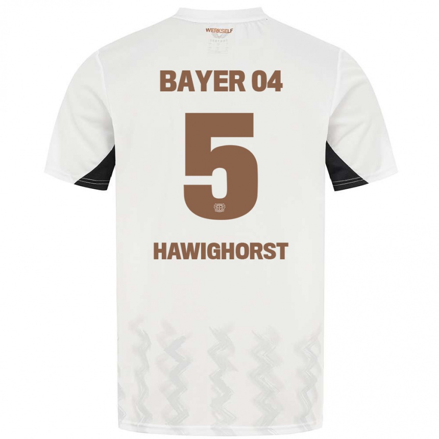 Férfi Labdarúgás Ben Hawighorst #5 Fehér Fekete Idegenbeli Jersey 2024/25 Mez Póló Ing