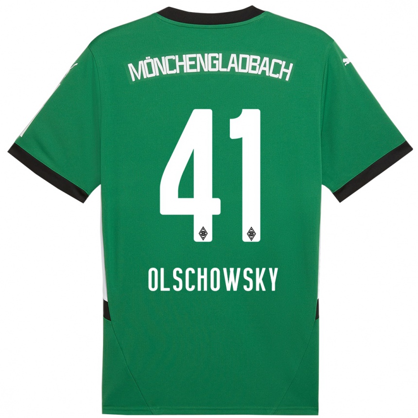 Férfi Labdarúgás Jan Olschowsky #41 Zöld Fehér Idegenbeli Jersey 2024/25 Mez Póló Ing