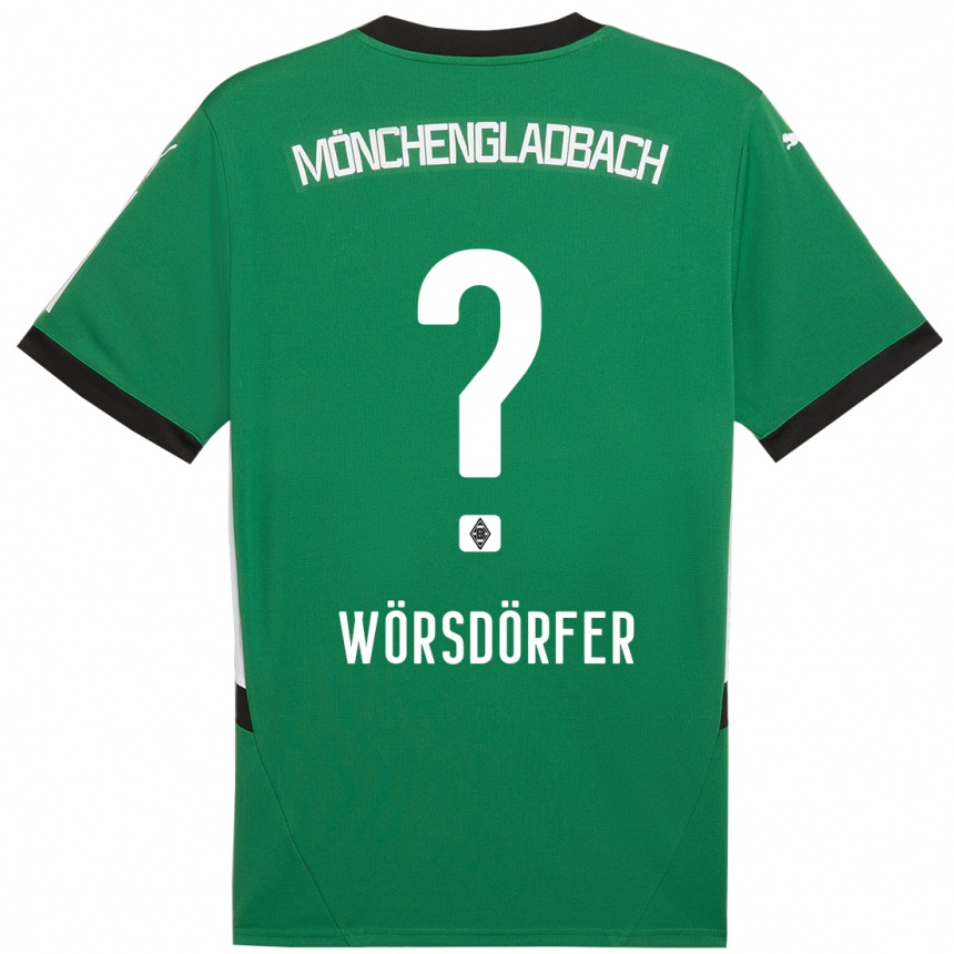 Férfi Labdarúgás Len Wörsdörfer #0 Zöld Fehér Idegenbeli Jersey 2024/25 Mez Póló Ing