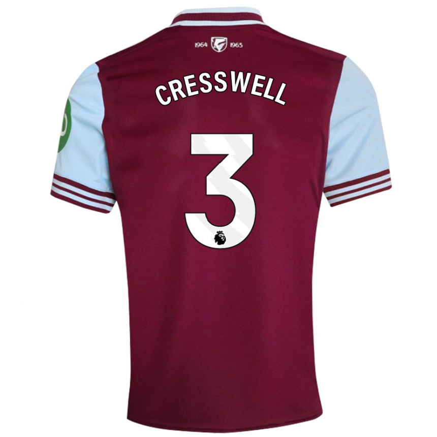 Női Labdarúgás Aaron Cresswell #3 Sötétvörös Hazai Jersey 2024/25 Mez Póló Ing