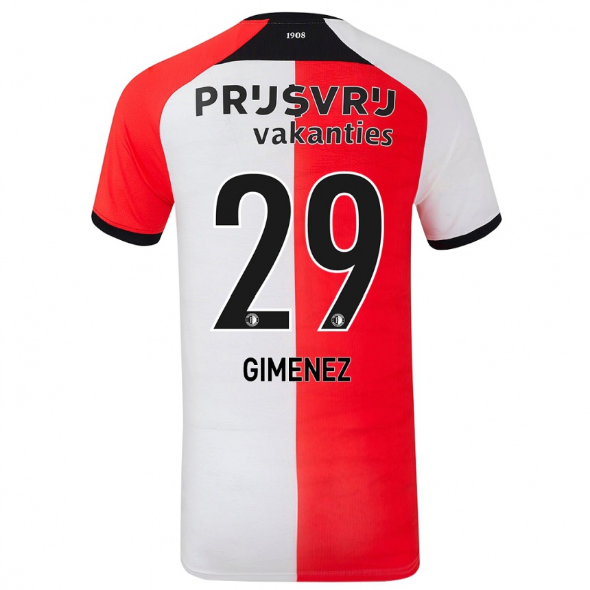 Női Labdarúgás Santiago Gimenez #29 Piros Fehér Hazai Jersey 2024/25 Mez Póló Ing