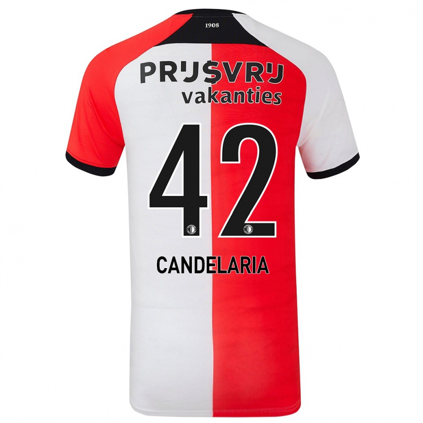 Női Labdarúgás Jayden Candelaria #42 Piros Fehér Hazai Jersey 2024/25 Mez Póló Ing