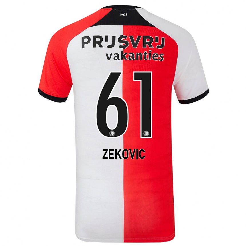 Női Labdarúgás Aleks Zekovic #61 Piros Fehér Hazai Jersey 2024/25 Mez Póló Ing