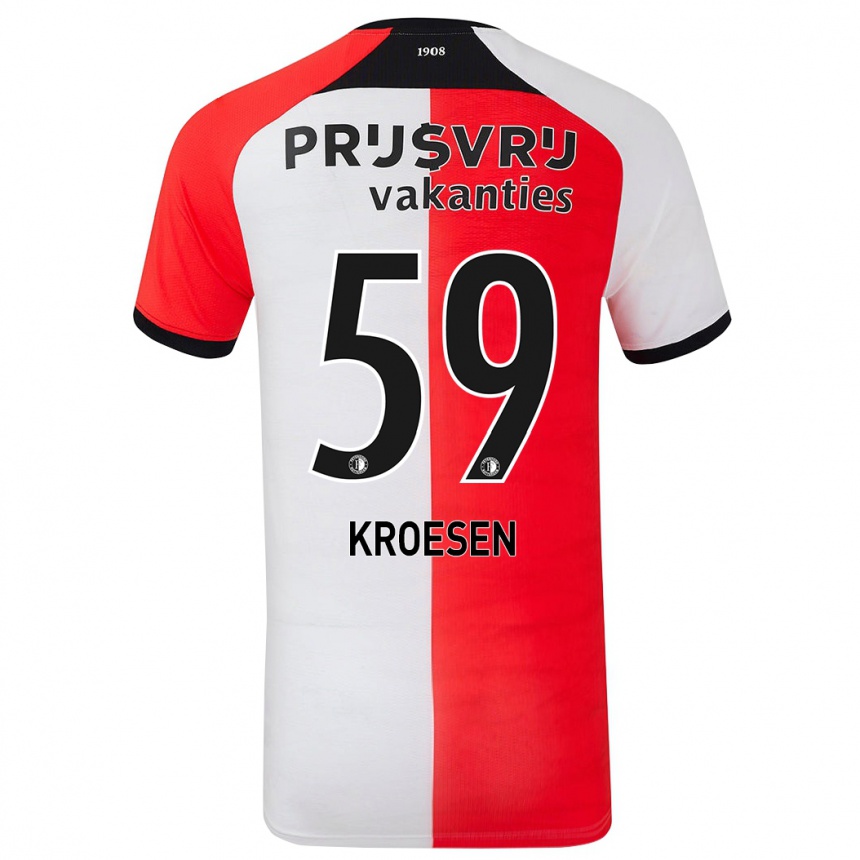 Női Labdarúgás Jaimy Kroesen #59 Piros Fehér Hazai Jersey 2024/25 Mez Póló Ing