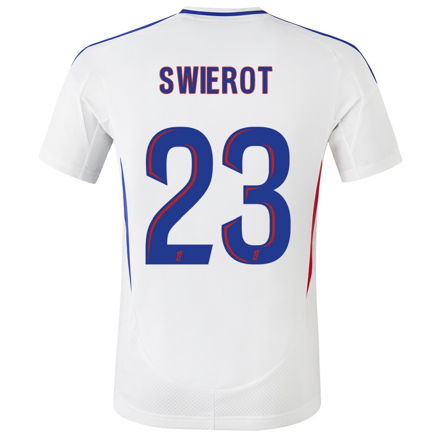 Női Labdarúgás Julie Swierot #23 Fehér Kék Hazai Jersey 2024/25 Mez Póló Ing