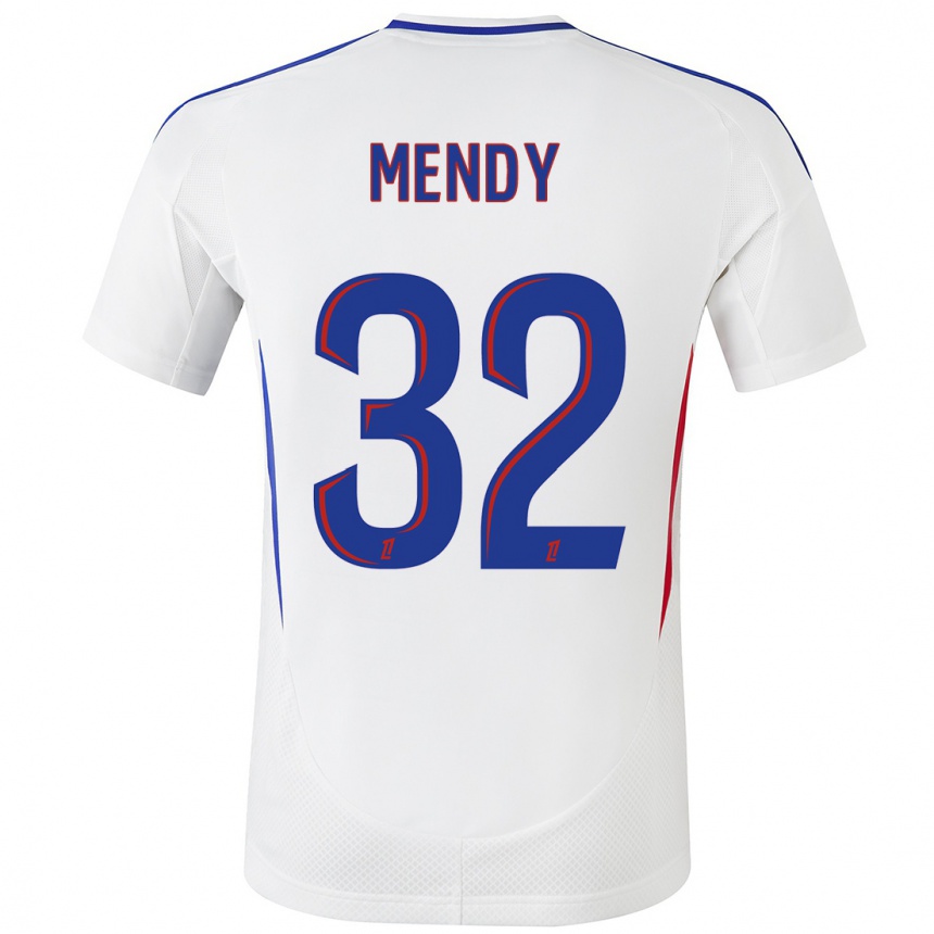 Női Labdarúgás Maeline Mendy #32 Fehér Kék Hazai Jersey 2024/25 Mez Póló Ing